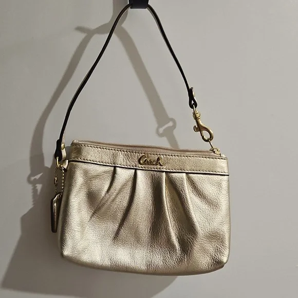 Coach Shimmering Gold Leather Pouch - Picture 5 of 6